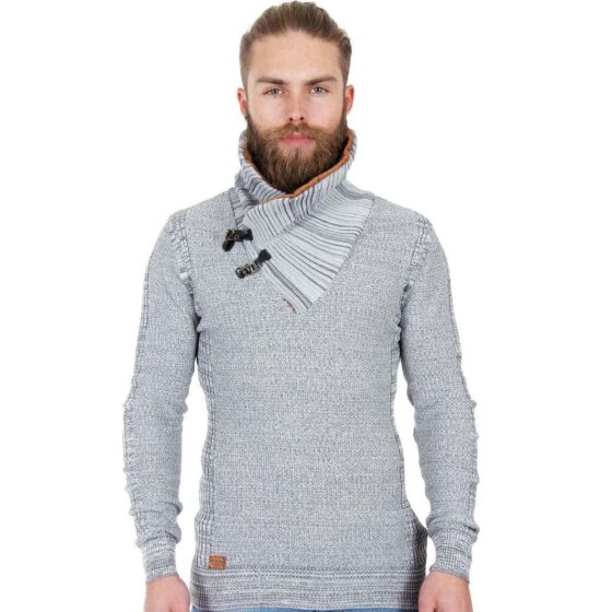 Red Bridge Mens Flexible Knit Jumper Sweater with Shawl Collar Grey