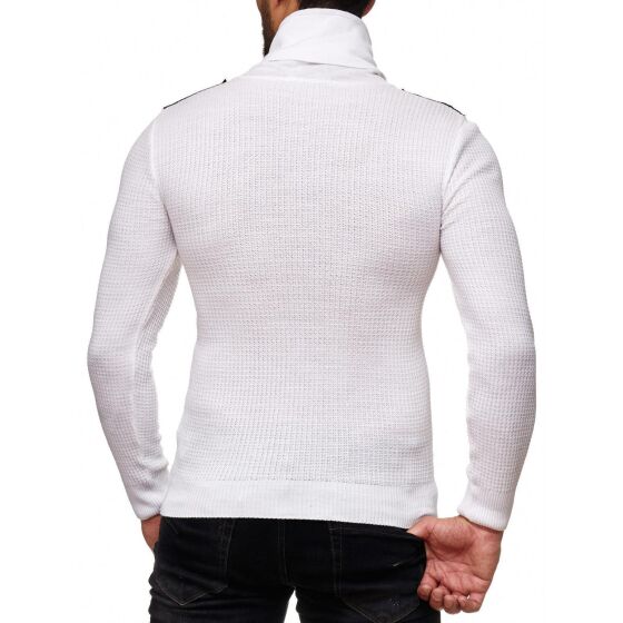 Red Bridge Mens Calmly Knit Jumper with Folding Collar White