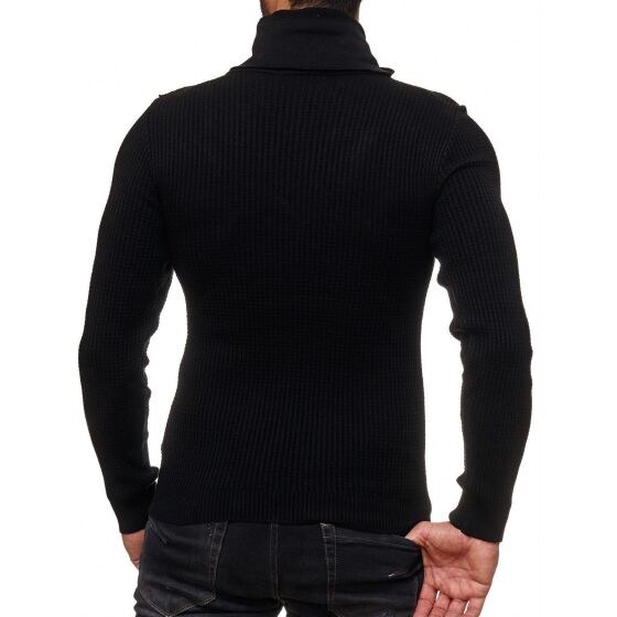 Red Bridge Mens Calmly Knit Jumper with Folding Collar Black