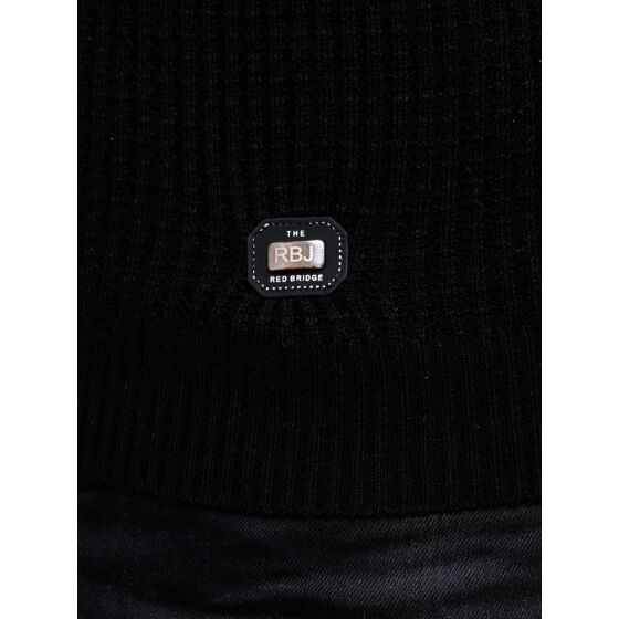 Red Bridge Mens Calmly Knit Jumper with Folding Collar Black