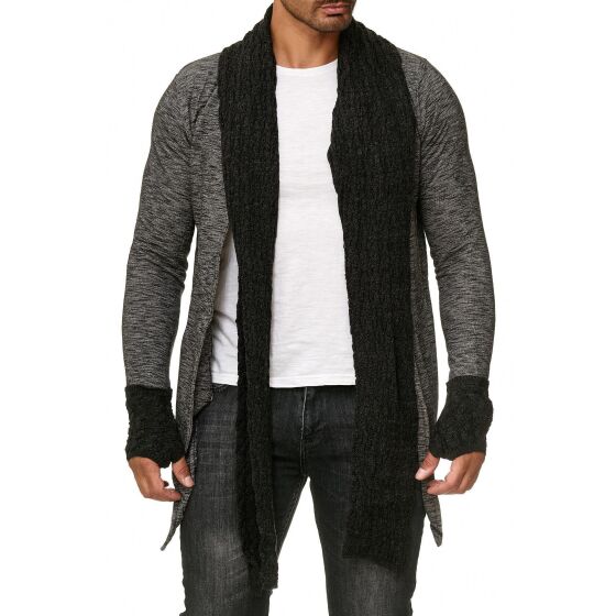 Red Bridge Herren Strick- Cardigan Schalkragen Handschuhe Schwarz