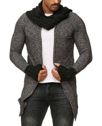 Red Bridge Mens Knit Cardigan Shawl Collar Gloves Black