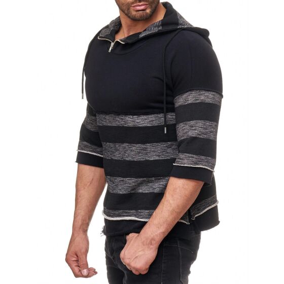 Red Bridge Herren Asymmetrical Special Designer RBC Sweat Kapuzenpullover Hoodie T-Shirt Schwarz