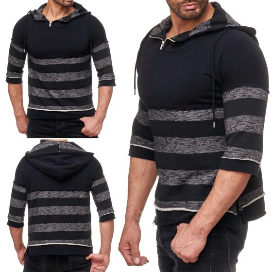 Red Bridge Herren Asymmetrical Special Designer RBC Sweat Kapuzenpullover Hoodie T-Shirt Schwarz