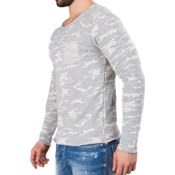 Red Bridge Mens Jumper Chunky Knit Jumper Grey