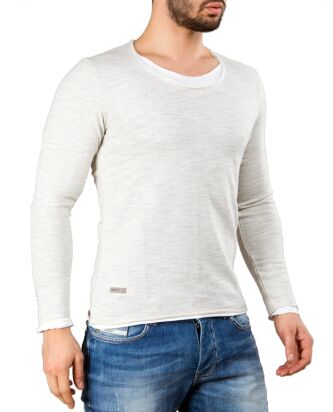 Redbridge Longsleeve voor heren, geribbelde trui, slimfit, grijs, XL Redbridge Longsleeve voor heren, geribbelde trui, slimfit, grijs, XL