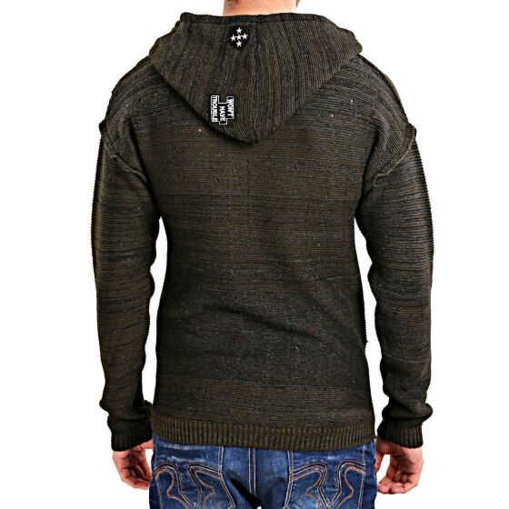 Red Bridge Mens Knit Jumper Hoodie Hoodie Sweatshirt with Hooded Patches Khaki