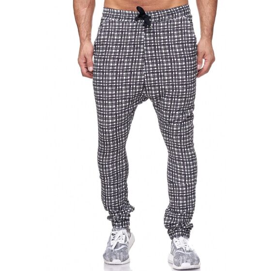 Red Bridge Herren Jogging Hose Premium Relaxing Elasthan Pant Pyjama Style Unterteil Schwarz-Weiß