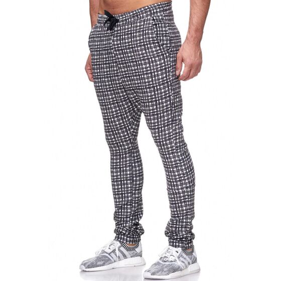 Red Bridge Mens Jogging Pants Premium Relaxing Elastane Pant Pajama Style Bottoms Black and White