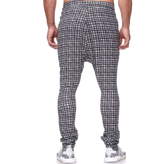 Red Bridge Mens Jogging Pants Premium Relaxing Elastane Pant Pajama Style Bottoms Black and White