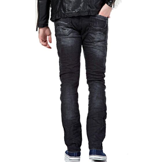 Red Bridge Herren Cut Lines Röhrenjeans Jeans Pants Denim Schwarz