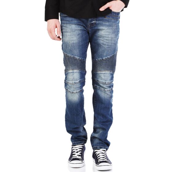 Redbridge Herren Jeans Hose Denim Biker Look Jeanshose Ripped Röhrenjeans