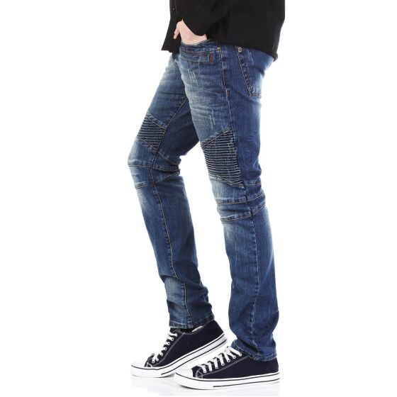 Redbridge Herren Jeans Hose Denim Biker Look Jeanshose Ripped Röhrenjeans