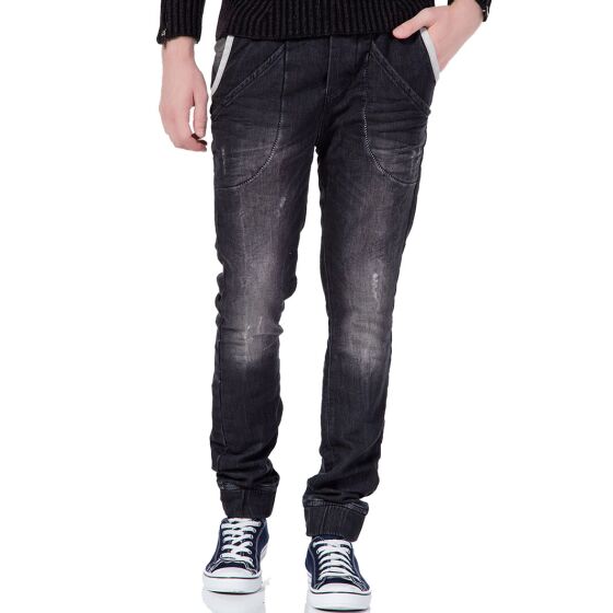 Red Bridge Herren Jeans Hose Denim Jogger mit Gummizug Schwarz