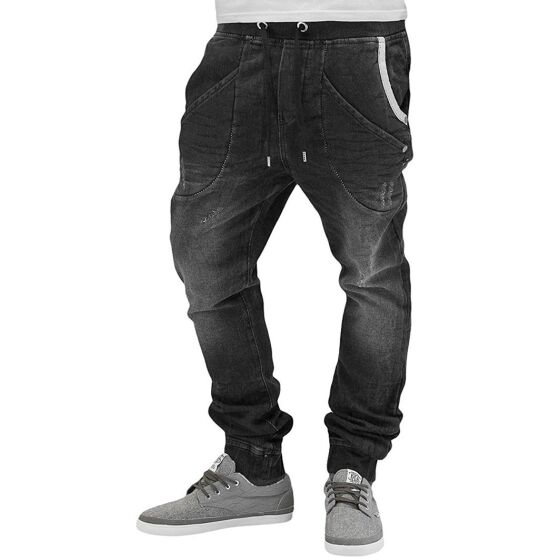 Red Bridge Mens jeans pants denim joggers with elastic black