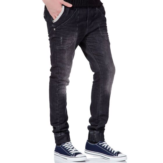 Red Bridge Mens jeans pants denim joggers with elastic black