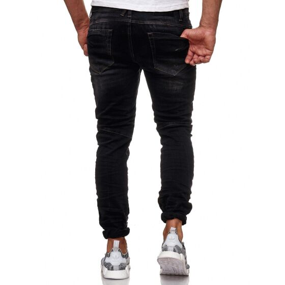 Red Bridge Herren Jeans Hose Slim Fit Röhrenjeans Destroyed Schwarz