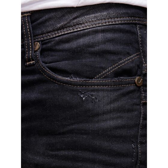 Red Bridge Herren Jeans Hose Slim Fit Röhrenjeans Destroyed Schwarz