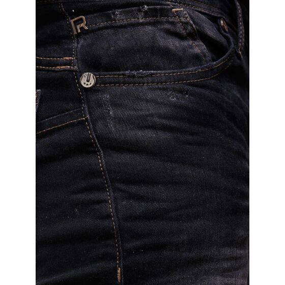 Red Bridge Herren Jeans Hose Slim Fit Röhrenjeans Destroyed Schwarz