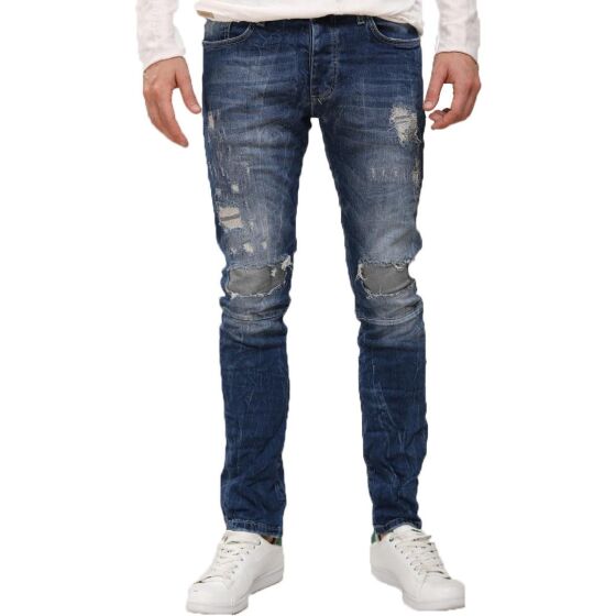 Red Bridge Herren Jeans Hose Inside Out Destroyed Blau