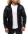 Red Bridge Mens Winter Jacket Coat Parka Patched Ripples Faux Fur Lined with Quilted Faux Leather Long Black