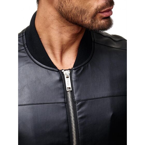 Red Bridge Herren Oversize Kunstlederjacke Lederjacke Lang Schwarz