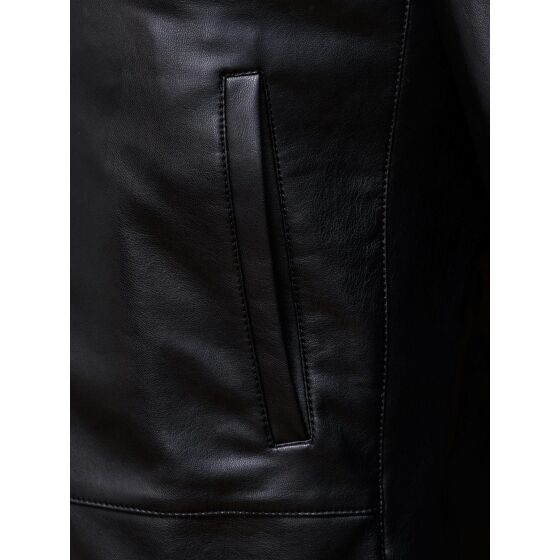 Red Bridge Herren Oversize Kunstlederjacke Lederjacke Lang Schwarz
