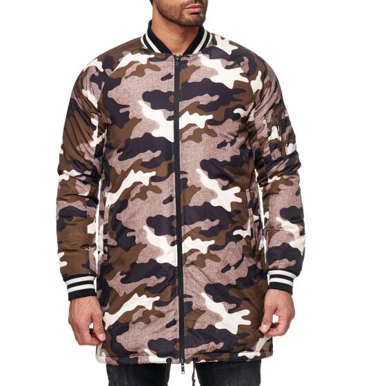 Red Bridge Herren Camouflage Inmate Lange Bomberjacke Jacke Oversize Khaki