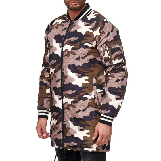 Red Bridge Herren Camouflage Inmate Lange Bomberjacke Jacke Oversize Khaki