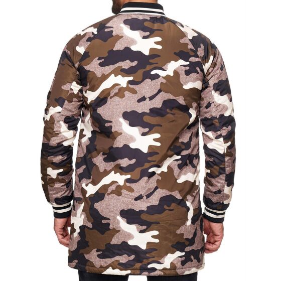 Red Bridge Herren Camouflage Inmate Lange Bomberjacke Jacke Oversize Khaki