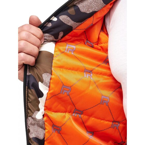 Red Bridge Mens Camouflage Inmate Long Bomber Jacket Oversize Khaki