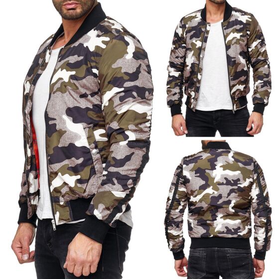 Red Bridge Mens Camouflage Bomber Jacket Winter Jacket Camouflage Khaki