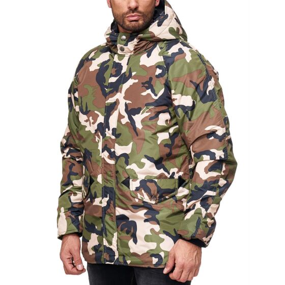 Redbridge Herren Winterjacke Jacke Parka Camouflage Mantel Militär Look Bomber