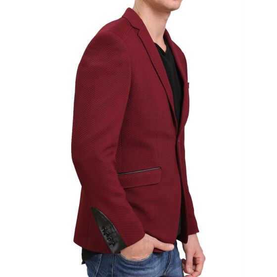 Red Bridge Herren Leather Line Sakko Blazer Bordeaux