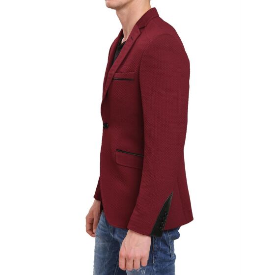 Red Bridge Herren Leather Line Sakko Blazer Bordeaux