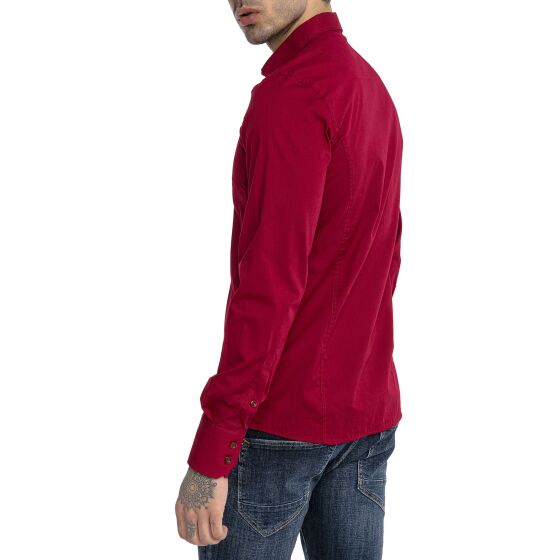 Red Bridge Herren Basic Design Slim Fit Langarm Hemd Bordeaux