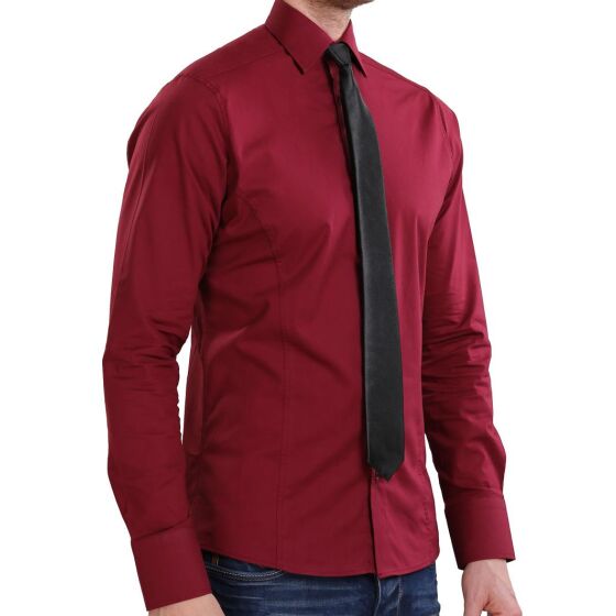 Red Bridge Herren Basic Design Slim Fit Langarm Hemd Bordeaux