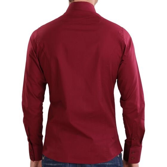 Red Bridge Herren Basic Design Slim Fit Langarm Hemd Bordeaux