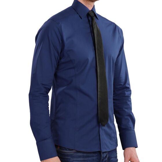 Red Bridge Mens Basic Design Slim Fit Long Sleeve Shirt Navy