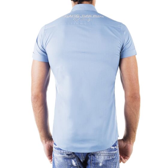 Red Bridge Mens R-Style Design Regular Fit Short Sleeve Shirt Embroidered Light Blue