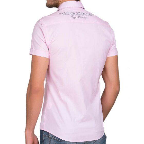 Red Bridge Herren R-Style Design Slim Fit kurzarm Hemd Pink Rosa