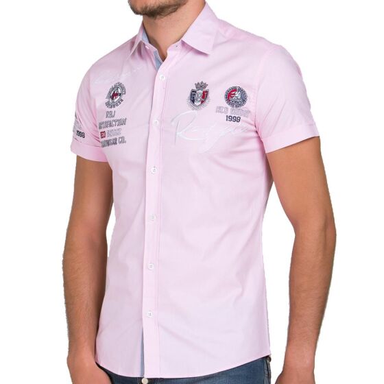 Red Bridge Herren R-Style Design Slim Fit kurzarm Hemd Pink Rosa