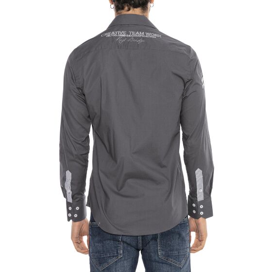 Red Bridge Mens R-Style Design Regular Fit Long Sleeve Shirt Grey