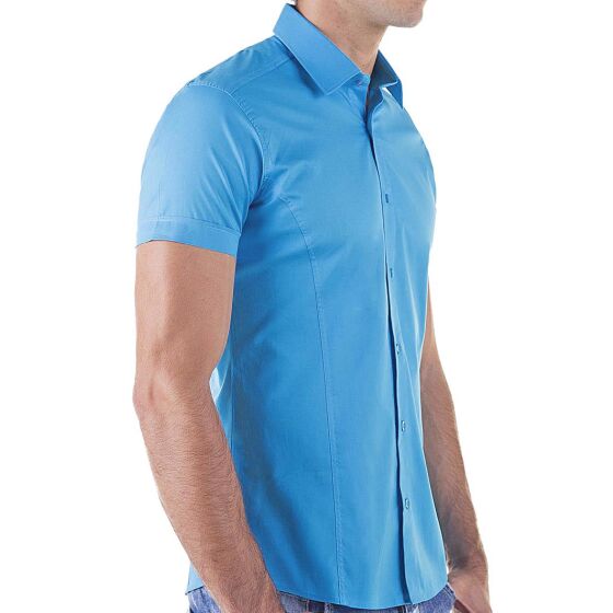 Red Bridge Mens Basic Design Slim Fit Short Sleeve Shirt Blue