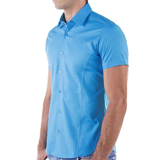 Red Bridge Mens Basic Design Slim Fit Short Sleeve Shirt Blue