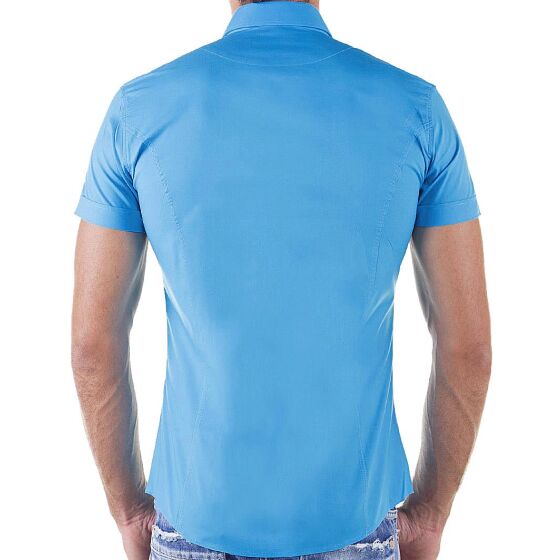 Red Bridge Mens Basic Design Slim Fit Short Sleeve Shirt Blue