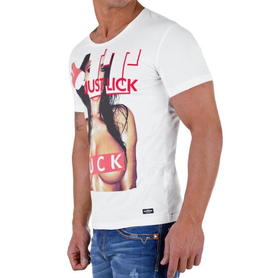 Red Bridge Mens Just Lick It Slim Fit White T-Shirt