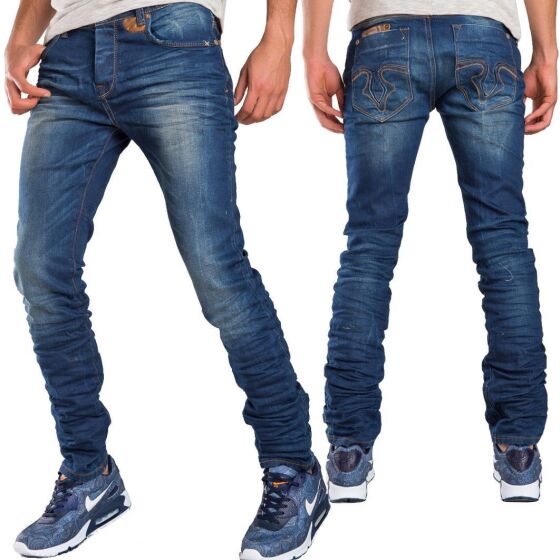 Red Bridge Herren Jeans Royal Leather Denim Hose Blau