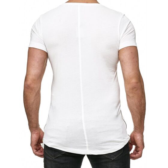 Red Bridge Mens Golden Boy Oversized Long T-Shirt Ivory (Gold Zipper)