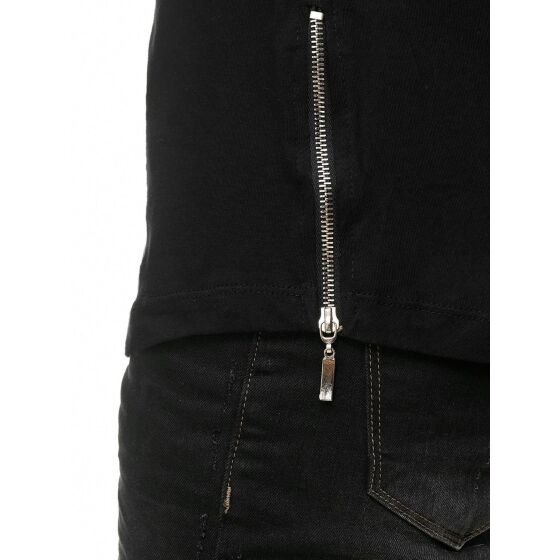 Red Bridge Mens Silver Boy Oversized Long T-Shirt Black (Silver Zipper)